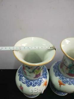 A Pair Of Exquisite Chinese Famille Rose Porcelain Figures Vases Marks TongZhi