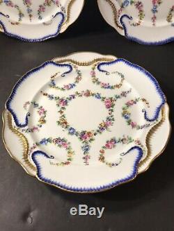 A Set Of 3 Antique Sevres Porcelain Plate/ Hand Painted/ France C. 1890/ Floral