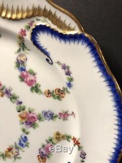 A Set Of 3 Antique Sevres Porcelain Plate/ Hand Painted/ France C. 1890/ Floral