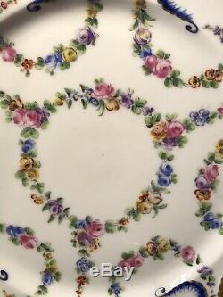 A Set Of 3 Antique Sevres Porcelain Plate/ Hand Painted/ France C. 1890/ Floral