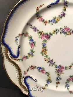 A Set Of 3 Antique Sevres Porcelain Plate/ Hand Painted/ France C. 1890/ Floral