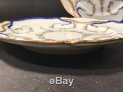 A Set Of 3 Antique Sevres Porcelain Plate/ Hand Painted/ France C. 1890/ Floral
