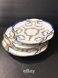 A Set Of 3 Antique Sevres Porcelain Plate/ Hand Painted/ France C. 1890/ Floral