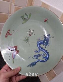 A very rare Antique Chinese 19th century Plate with lovely Dragon & butterly