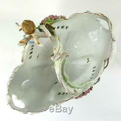 ANTIQUE 1865-77 SCHIERHOLZ PORCELAIN HANDLED FOOTED FLORAL BOWL hand painted