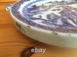 ANTIQUE CHINESE EXPORT BLUE & WHITE WARMING DISH, 19th CENTURY