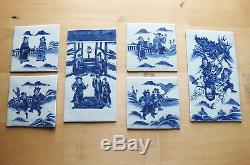 ANTIQUE CHINESE PORCELAIN TILES set of 6 hand-painted very thin