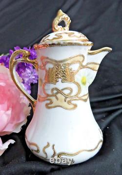 ANTIQUE Childs CHOCOLATE POT hand painted GOLD moriage MIKADO porcelain JAPAN 6