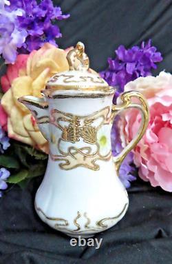 ANTIQUE Childs CHOCOLATE POT hand painted GOLD moriage MIKADO porcelain JAPAN 6