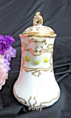 ANTIQUE Childs CHOCOLATE POT hand painted GOLD moriage MIKADO porcelain JAPAN 6