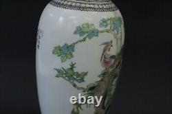 ANTIQUE Chinese Handpainted phoenix Signed Famille Rose Vase Porcelain bird