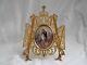 Antique French Gilt Brass Hand Painted Porcelain Reliquary, Altar, Late 19th