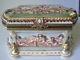Antique Hand Painted French Porcelain Trinket Jewelry Box With Crown Over'n' Mark