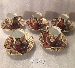 Alhambra Royal Vienna Austria Porcelain Coffee Pot with5 Demi Cups & Saucers