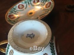 An authentic sevres porcelain medallion cup and saucer 1814-1824 handpainted