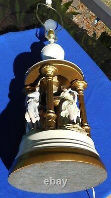 Ancient Roman/Greek Porcelain Figurines Between Columns in 42 Metal Table Lamp