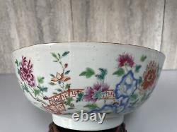 Anitque Chinese Famllie Rose Punch Bowl Qing Dynasty 23.3 CM Wide