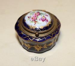 Antique 1800's hand painted Sevres bronze mounted porcelain trinket snuff box