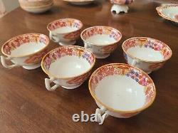 Antique 1840s Period Oriental Chinoiserie Tea Set bone china hand painted