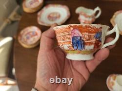 Antique 1840s Period Oriental Chinoiserie Tea Set bone china hand painted