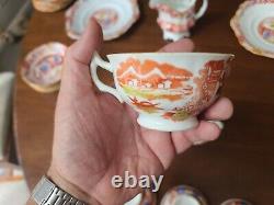 Antique 1840s Period Oriental Chinoiserie Tea Set bone china hand painted