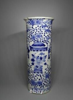 Antique 18th C Chinese Kangxi Mark Porcelain Blue and White Vase