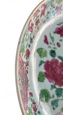 Antique 18th Century Yongzhen Famille Rose Plate Hand Painted Porcelain Floral