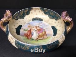 Antique 19 Century Royal Vienna Hand Painted Porcelain Austria Beehive Gilt Bowl