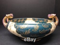 Antique 19 Century Royal Vienna Hand Painted Porcelain Austria Beehive Gilt Bowl