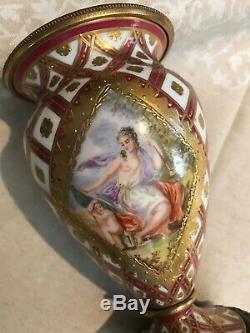 Antique 19c French Sevres Handpainted Porcelain And Bronze Flower Vase