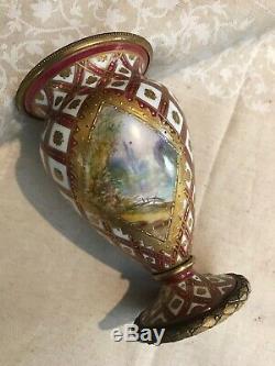 Antique 19c French Sevres Handpainted Porcelain And Bronze Flower Vase