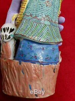 Antique 19th C. Chinese Famille Porcelain Buddha Statue God Shou Lao Figure Rare