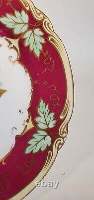 Antique 19th C English Staffordshire Samuel Alcock Hand Painted Floral Plate Red