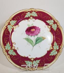 Antique 19th C English Staffordshire Samuel Alcock Hand Painted Floral Plate Red