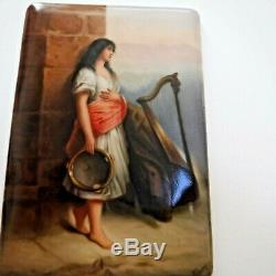 Antique 19th Century Signed Wagner Hand Painted Porcelain Homeless Stray Tile