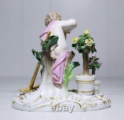Antique 19th c Germany MEISSEN Porcelain Hand Painted Boy Gardener Figurine