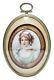 Antique 19th C Hand Painted Porcelain Lady Portrait On Frame