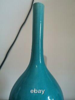 Antique 19thc chinese porcelain turquoise glazed long neck vase Qing