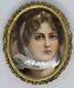 Antique 2 1/2 Extremely Rare Hand Painted On Porcelain Queen Louise Brooch