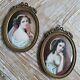 Antique 2xminiature Porcelain Wall Frames Hand Painted