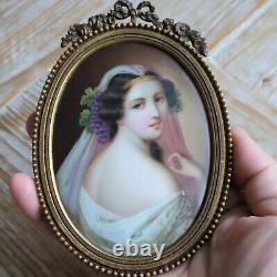 Antique 2xMiniature Porcelain Wall Frames Hand Painted