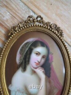 Antique 2xMiniature Porcelain Wall Frames Hand Painted