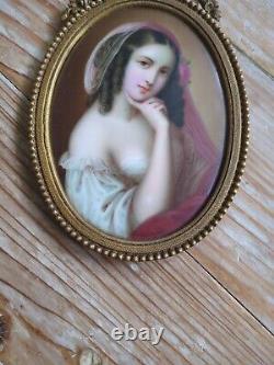 Antique 2xMiniature Porcelain Wall Frames Hand Painted