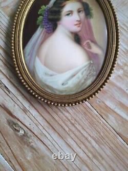 Antique 2xMiniature Porcelain Wall Frames Hand Painted