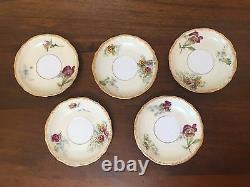 Antique A&D Limoges Hand-Painted CHOCOLATE POT with CUPS & SAUCER SETS Pansies