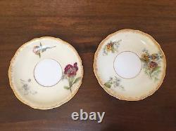 Antique A&D Limoges Hand-Painted CHOCOLATE POT with CUPS & SAUCER SETS Pansies