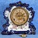 Antique Ansonia Tribute Porcelain Mantel Clock- Cobalt, Hand Painted Florals