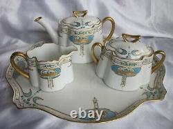 Antique Art Nouveau Hand Painted Tea Set Limoges / Bavaria Porcelain