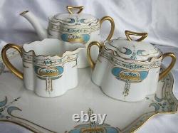 Antique Art Nouveau Hand Painted Tea Set Limoges / Bavaria Porcelain