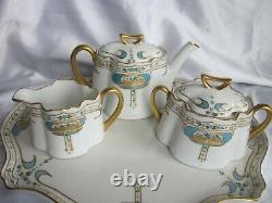 Antique Art Nouveau Hand Painted Tea Set Limoges / Bavaria Porcelain